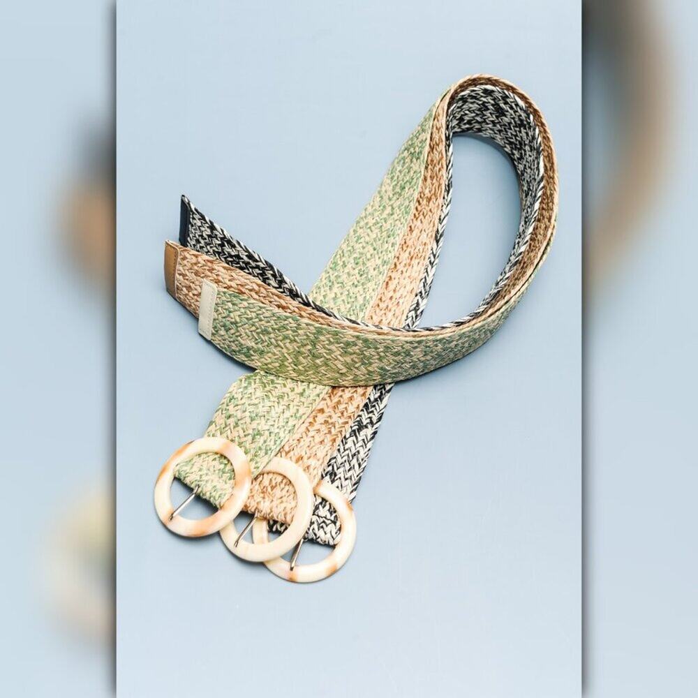 A255-B • Marble Buckle Woven Stretch Waist Belt - Picture 3 of 3